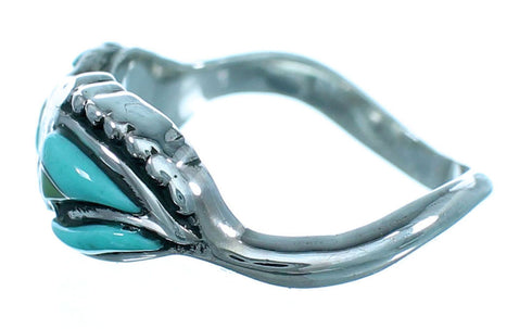 Turquoise Inlay Genuine Sterling Silver Ring Size 6-1/2 LX113282